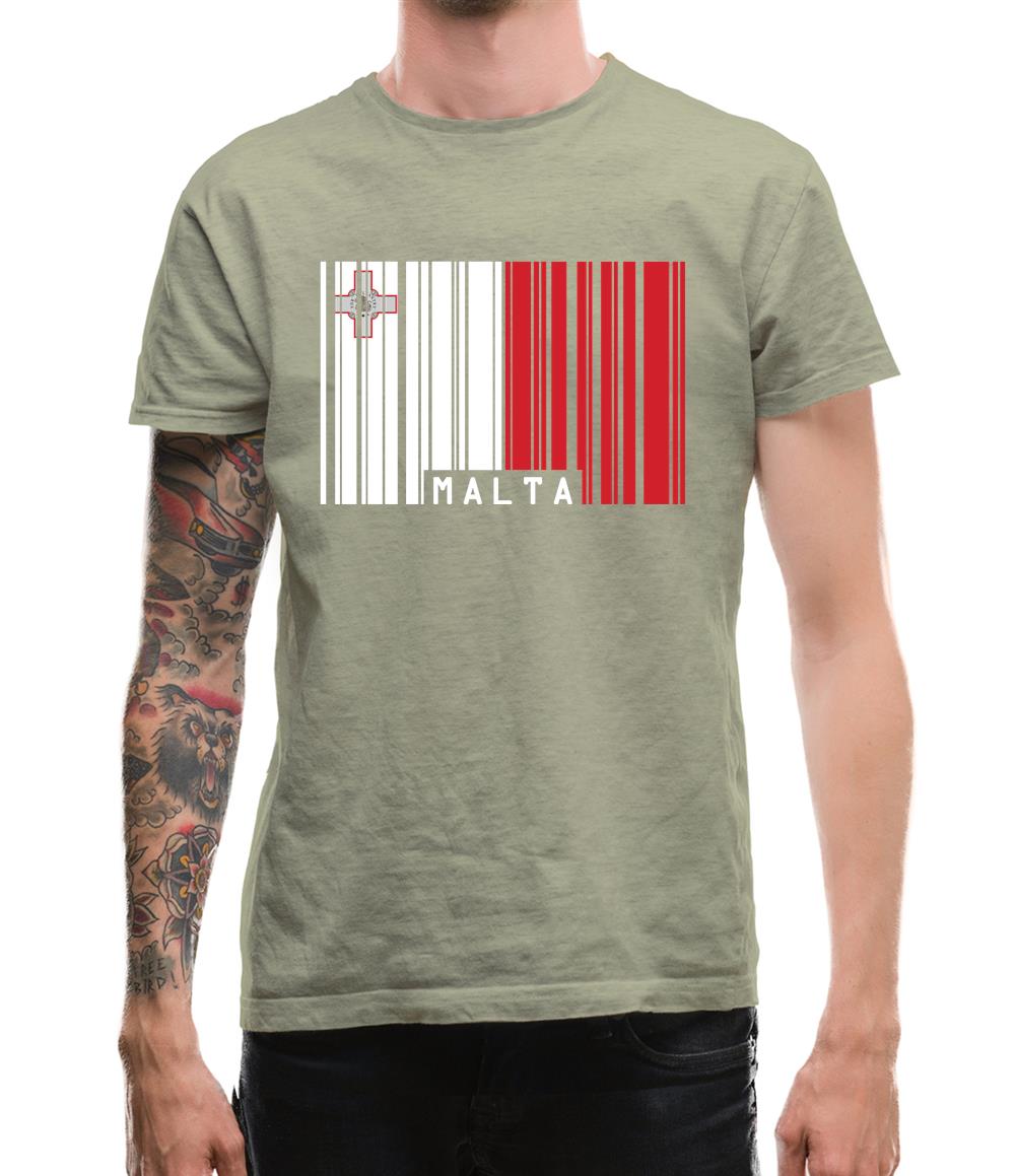 Malta Barcode Style Flag Mens T-Shirt