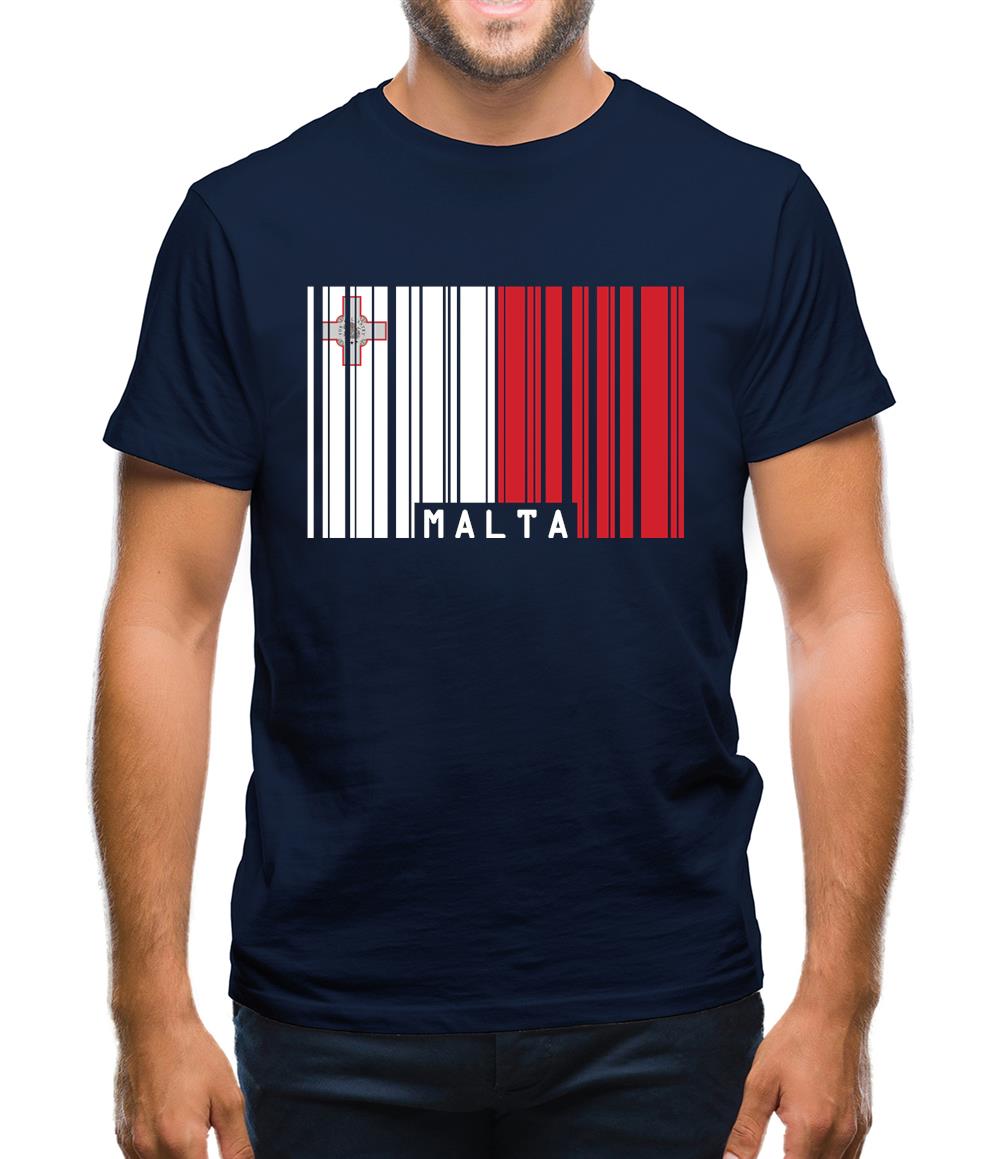 Malta Barcode Style Flag Mens T-Shirt