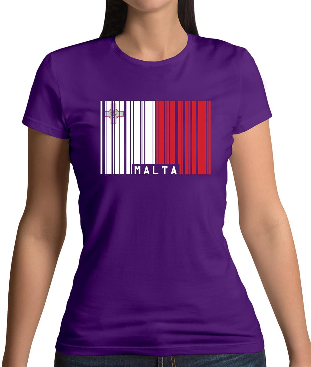 Malta Barcode Style Flag Womens T-Shirt