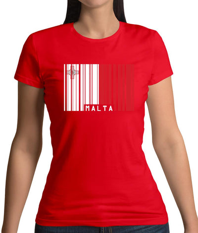 Malta Barcode Style Flag Womens T-Shirt