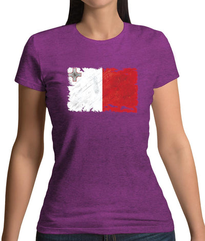 Malta Grunge Style Flag Womens T-Shirt