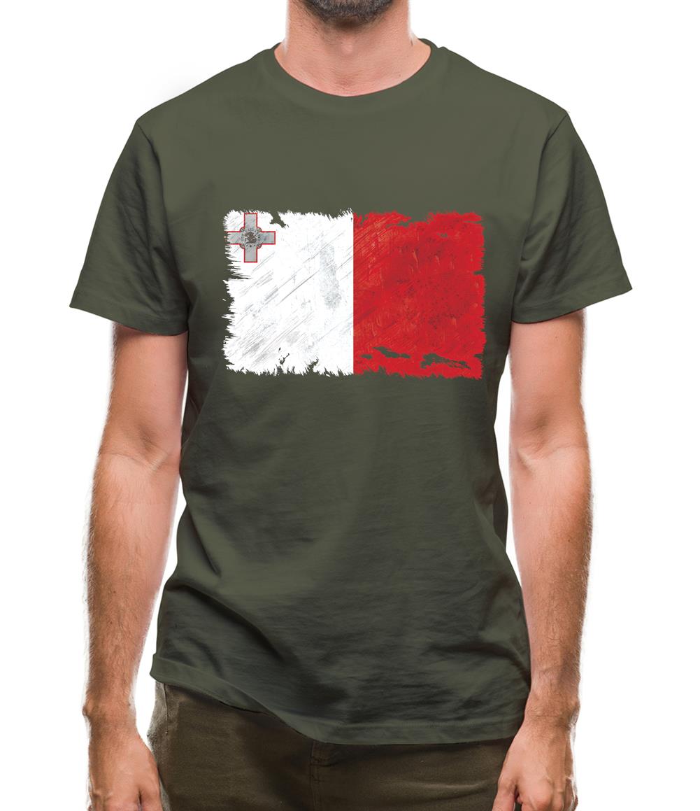 Malta Grunge Style Flag Mens T-Shirt