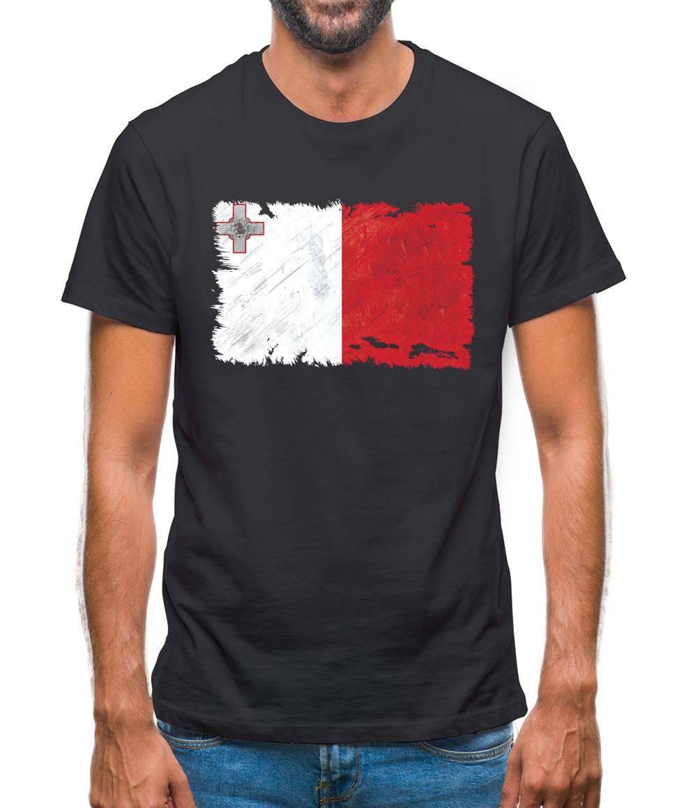 Malta Grunge Style Flag Mens T-Shirt