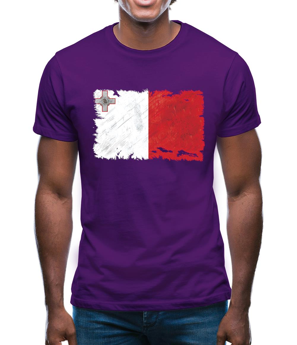 Malta Grunge Style Flag Mens T-Shirt