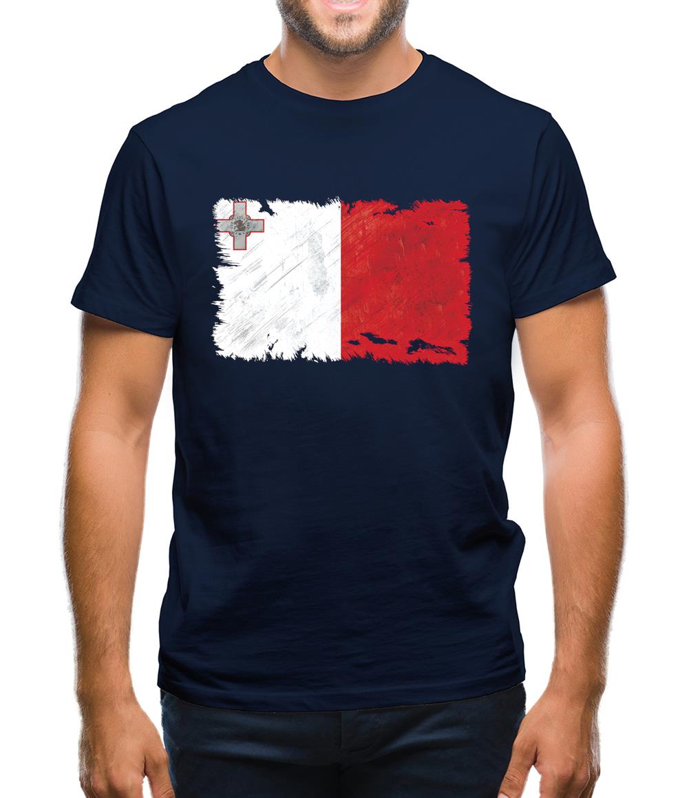 Malta Grunge Style Flag Mens T-Shirt