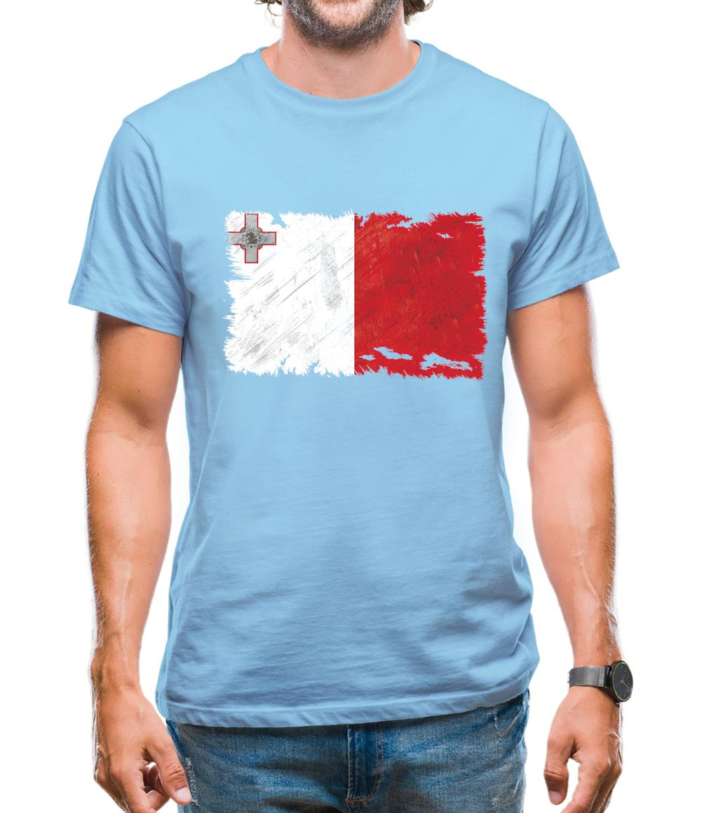 Malta Grunge Style Flag Mens T-Shirt