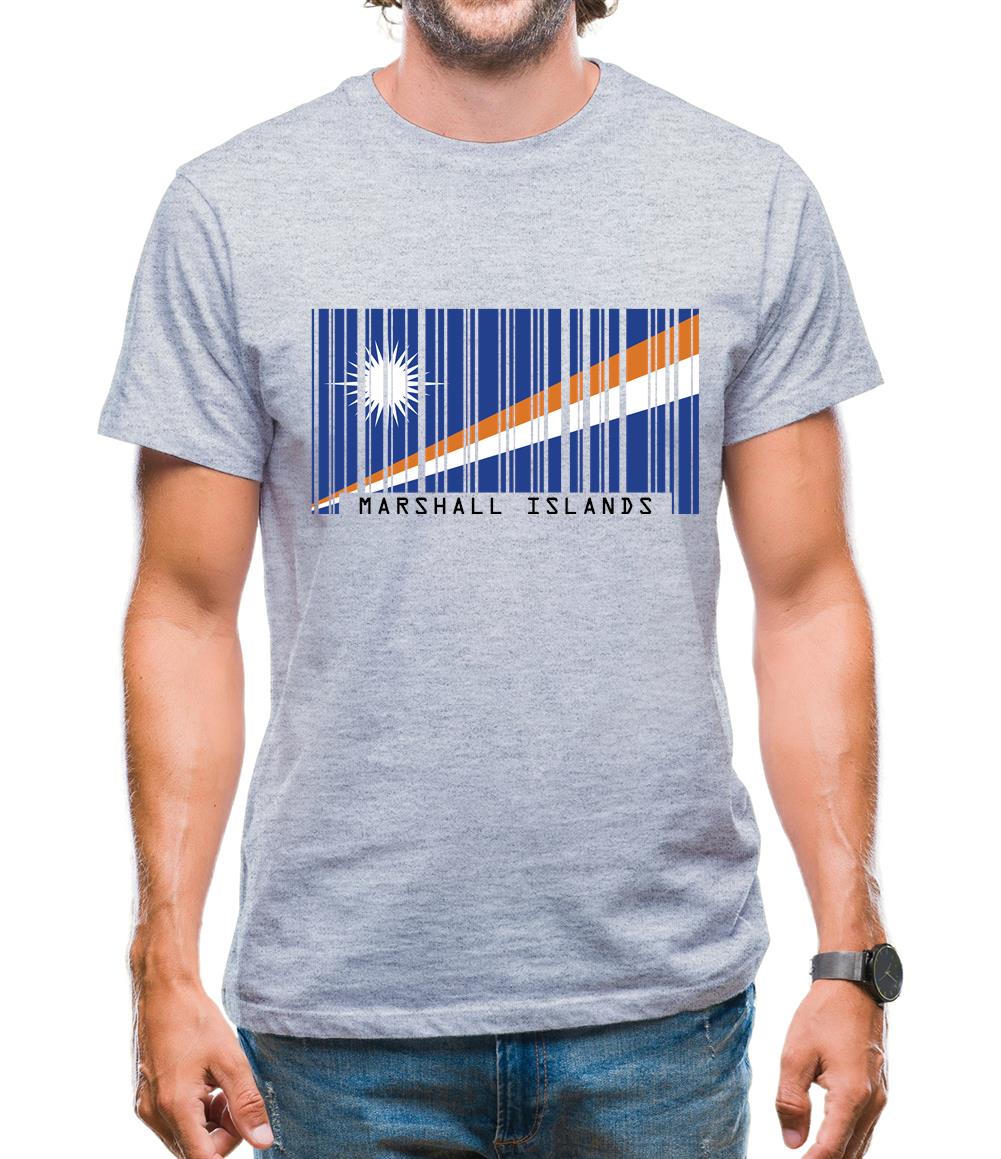 Marshall Islands  Barcode Style Flag Mens T-Shirt