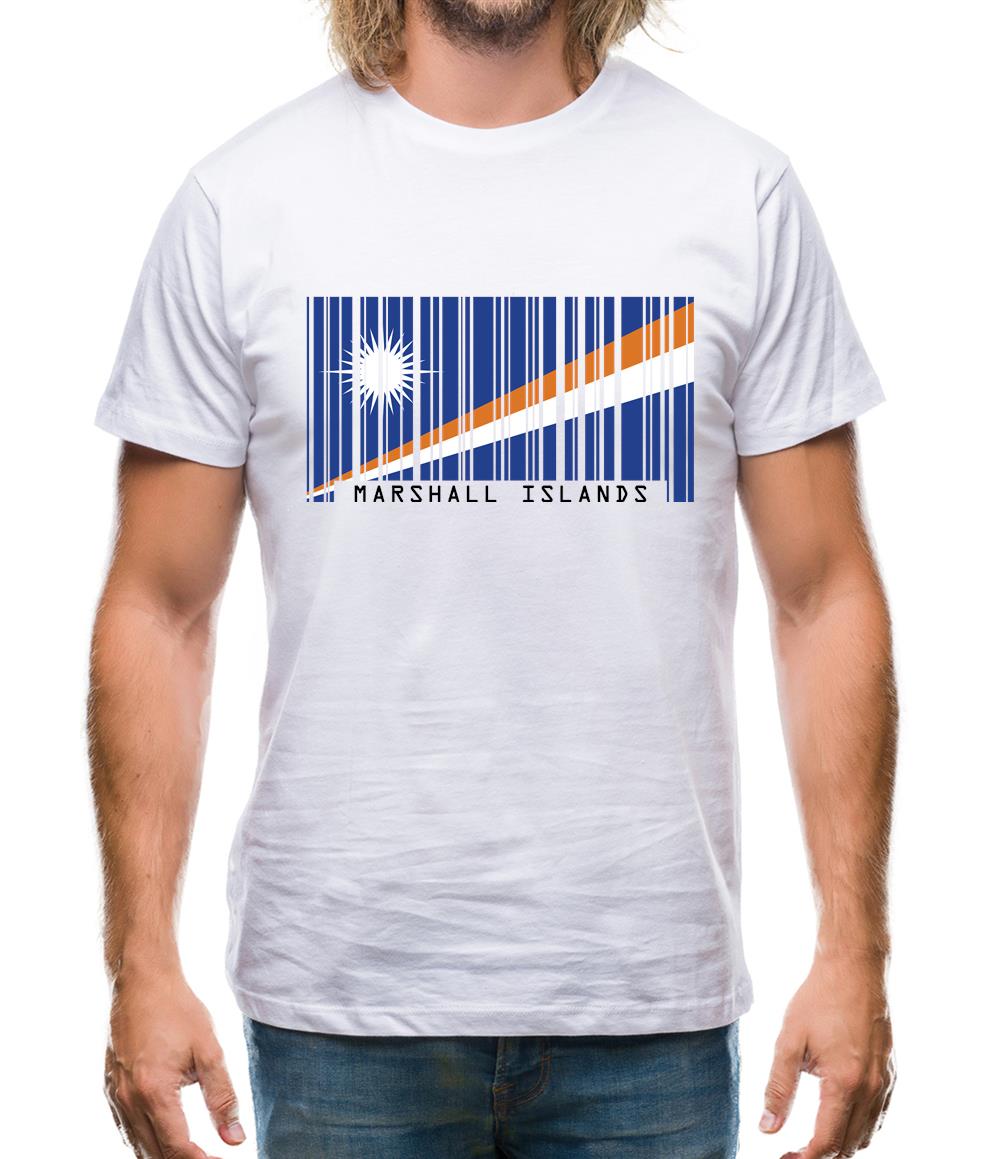 Marshall Islands  Barcode Style Flag Mens T-Shirt