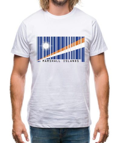 Marshall Islands  Barcode Style Flag Mens T-Shirt
