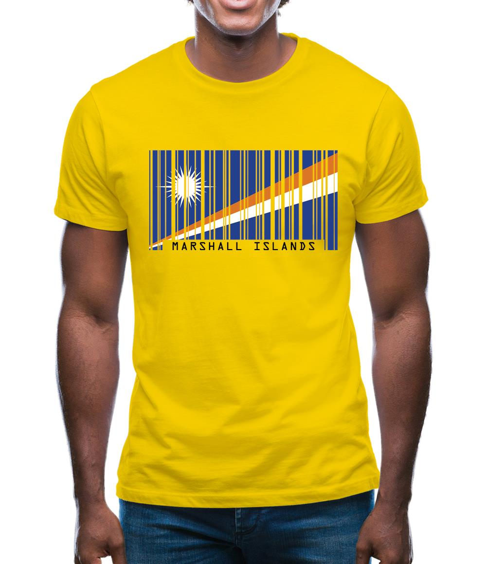 Marshall Islands  Barcode Style Flag Mens T-Shirt