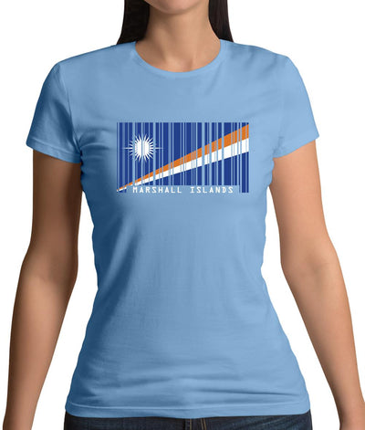 Marshall Islands  Barcode Style Flag Womens T-Shirt