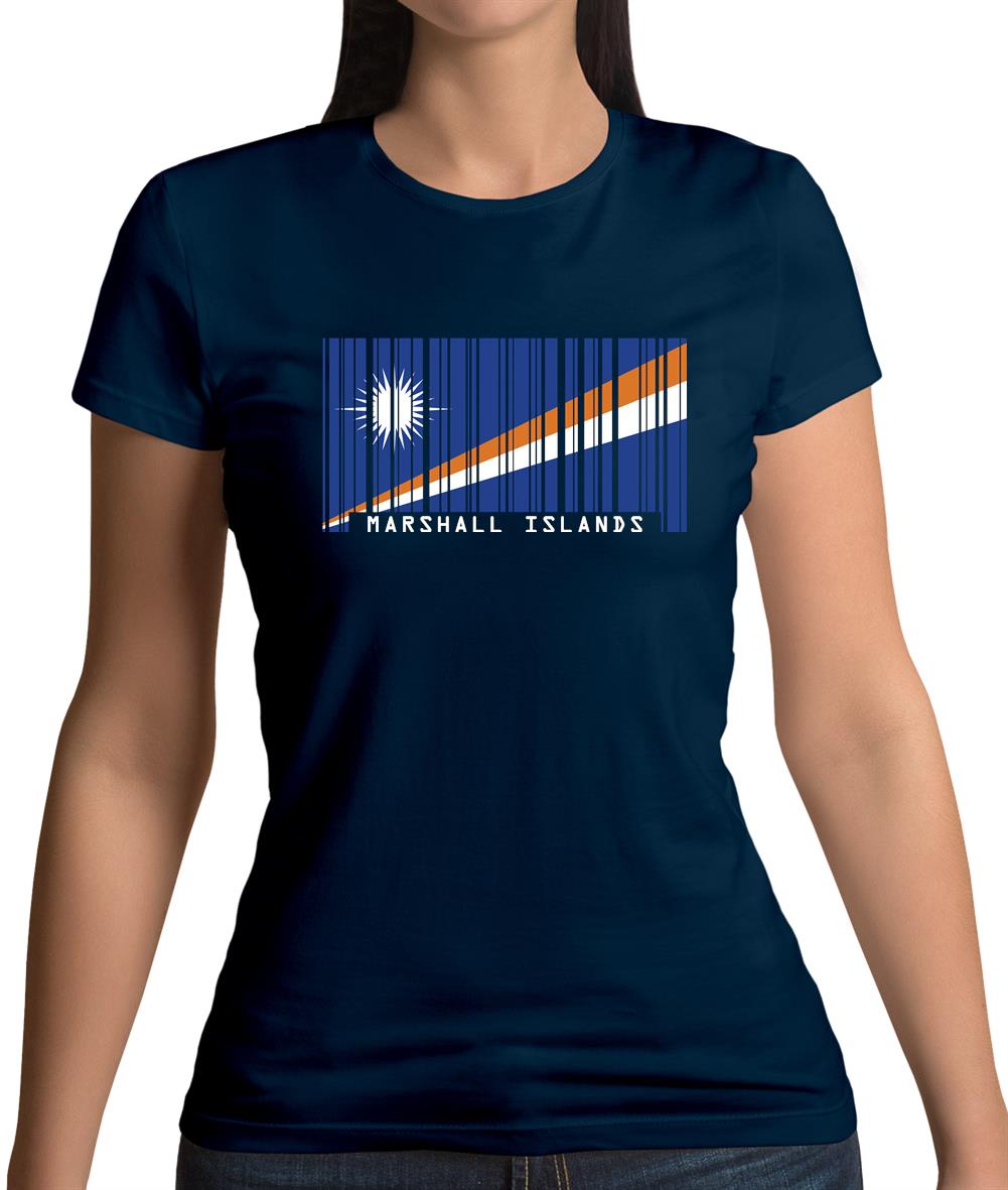 Marshall Islands  Barcode Style Flag Womens T-Shirt