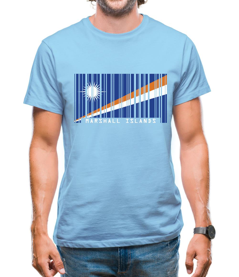 Marshall Islands  Barcode Style Flag Mens T-Shirt