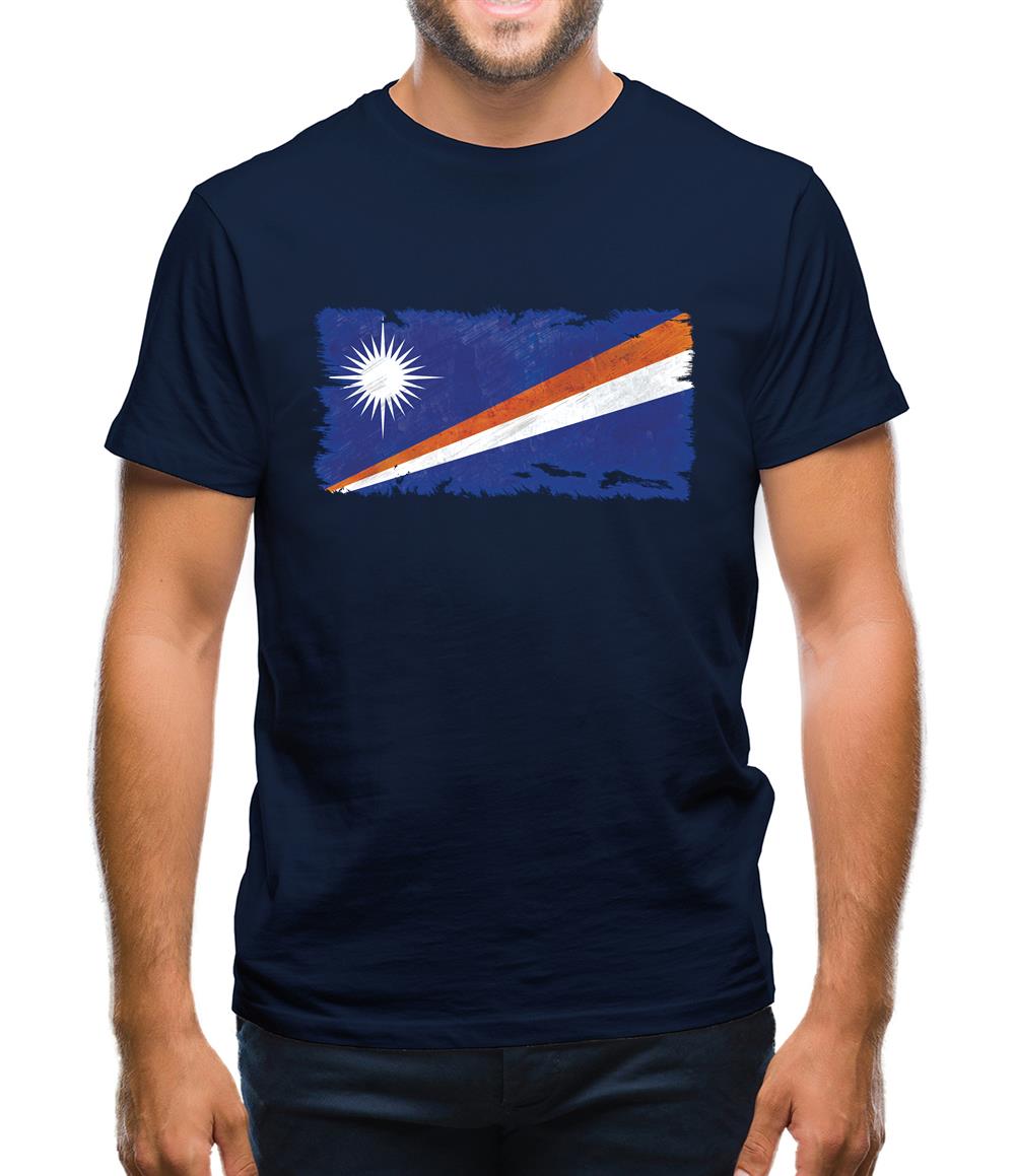 Marshall Islands Grunge Style Flag Mens T-Shirt