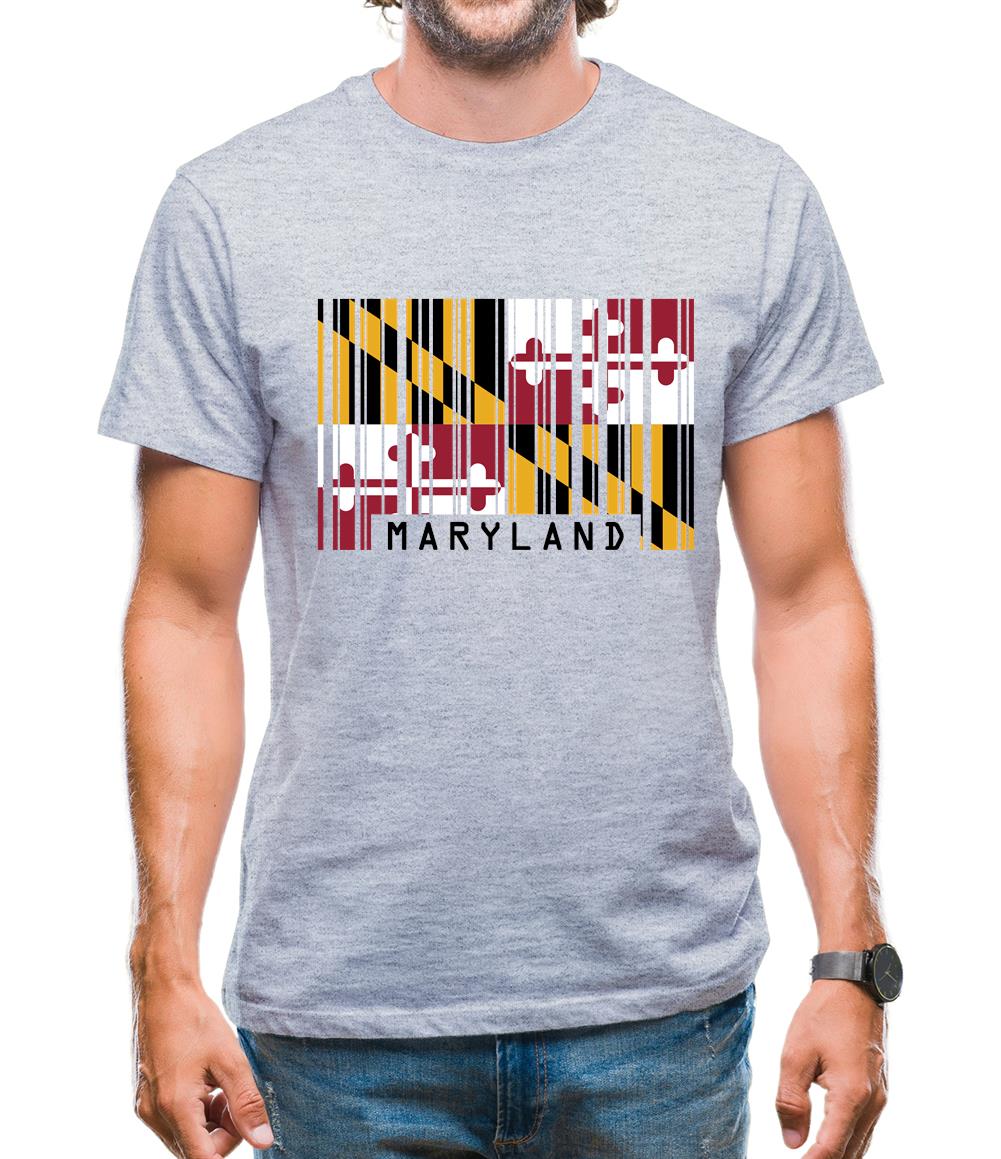 Maryland Barcode Style Flag Mens T-Shirt
