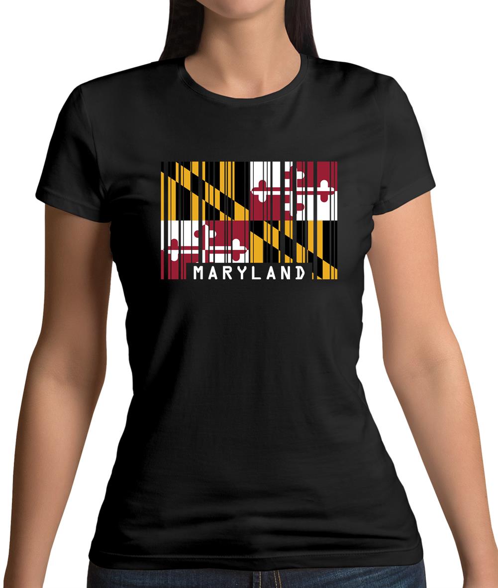 Maryland Barcode Style Flag Womens T-Shirt