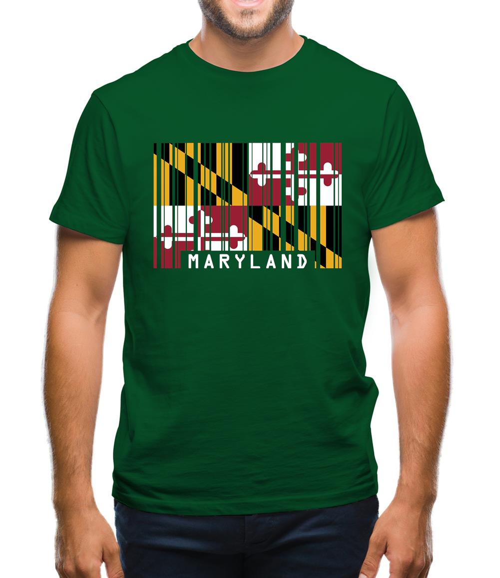Maryland Barcode Style Flag Mens T-Shirt