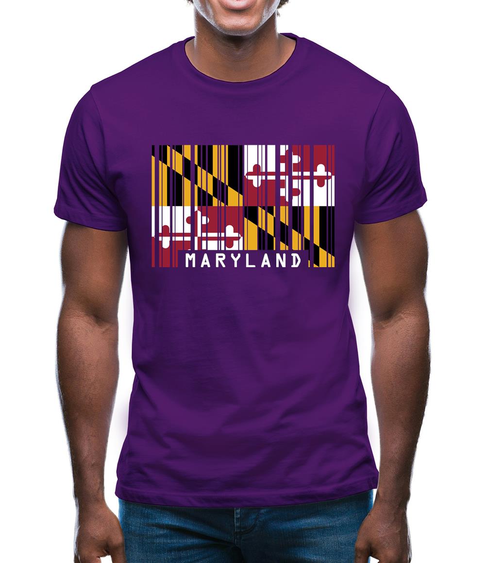 Maryland Barcode Style Flag Mens T-Shirt
