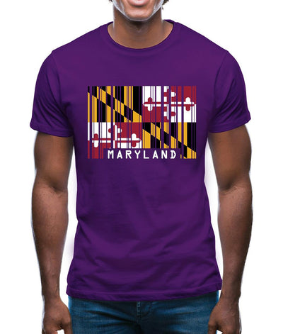 Maryland Barcode Style Flag Mens T-Shirt
