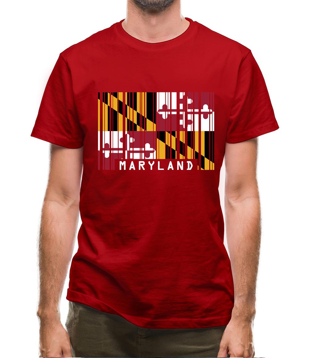 Maryland Barcode Style Flag Mens T-Shirt