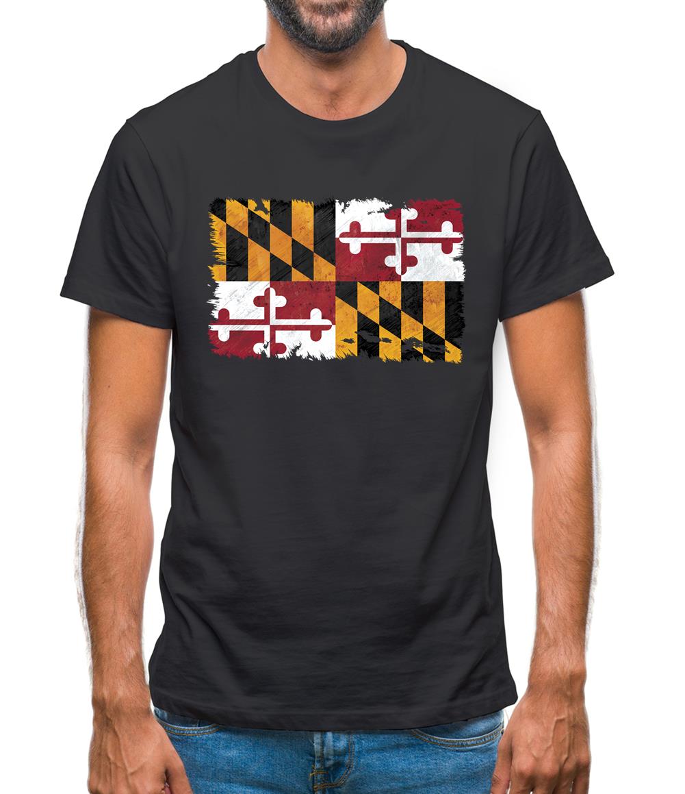 Maryland Grunge Style Flag Mens T-Shirt