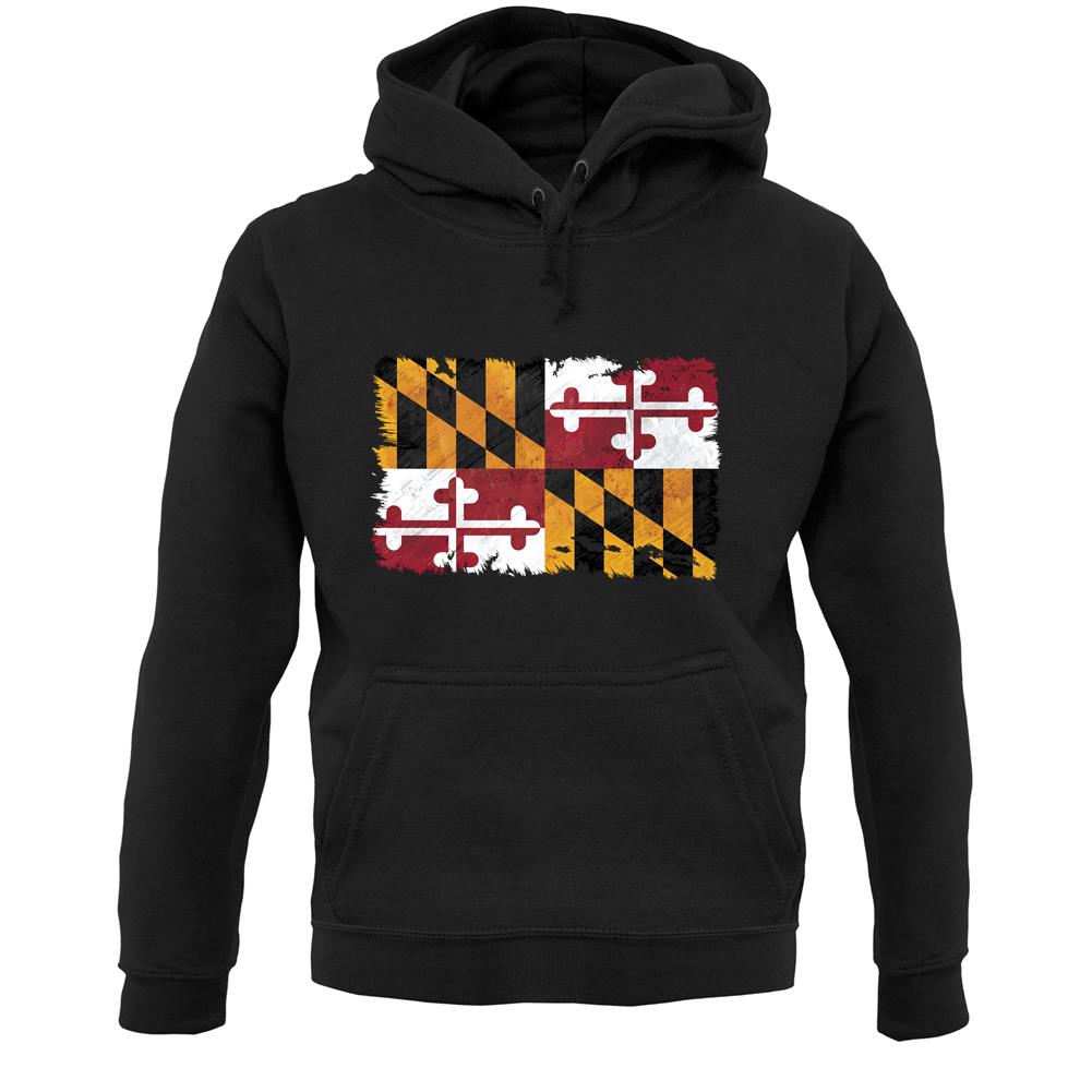Maryland Grunge Style Flag Unisex Hoodie