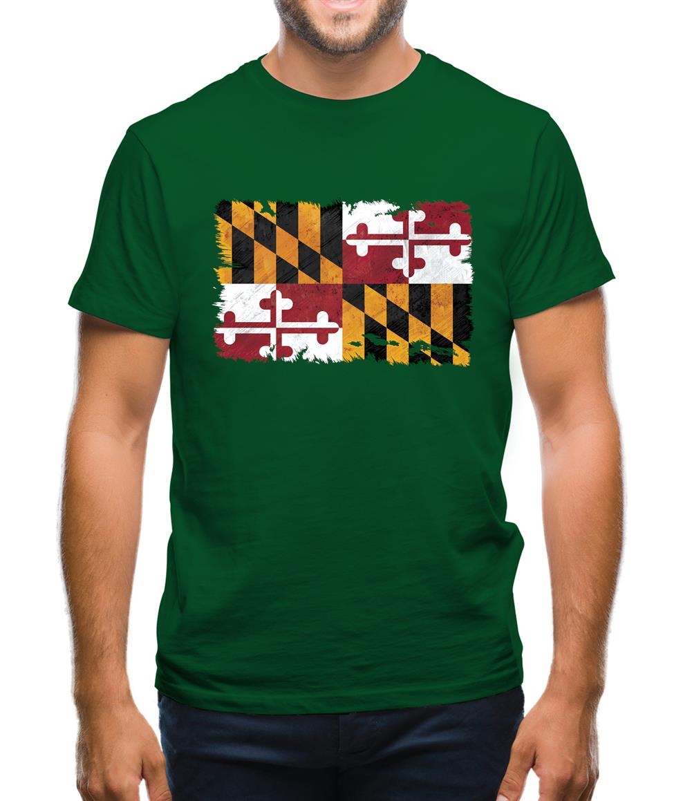 Maryland Grunge Style Flag Mens T-Shirt