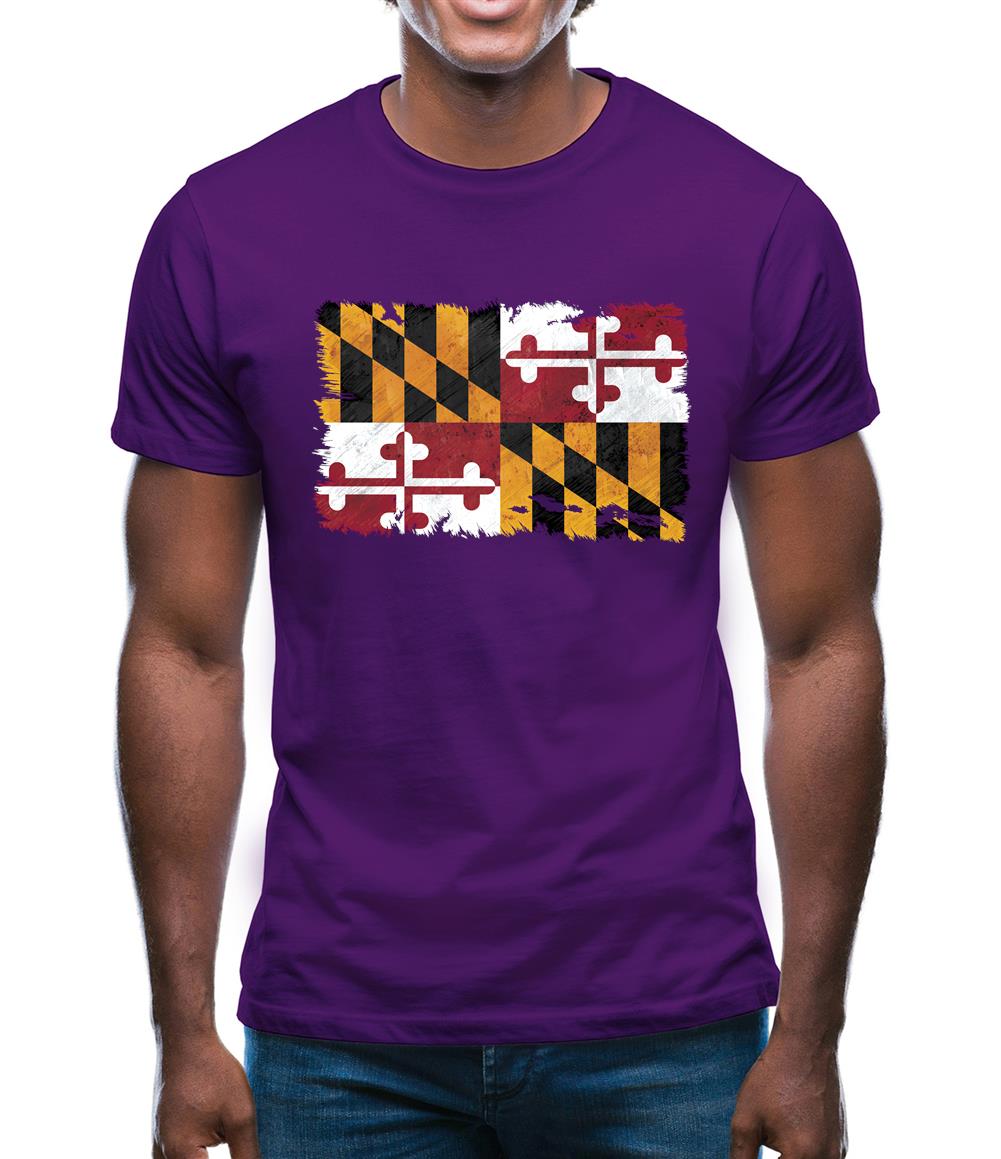 Maryland Grunge Style Flag Mens T-Shirt