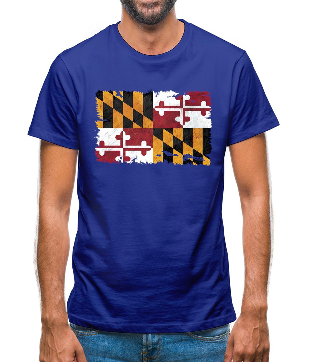 Maryland Grunge Style Flag Mens T-Shirt