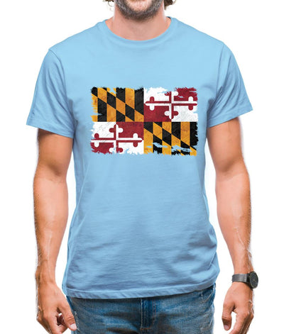Maryland Grunge Style Flag Mens T-Shirt