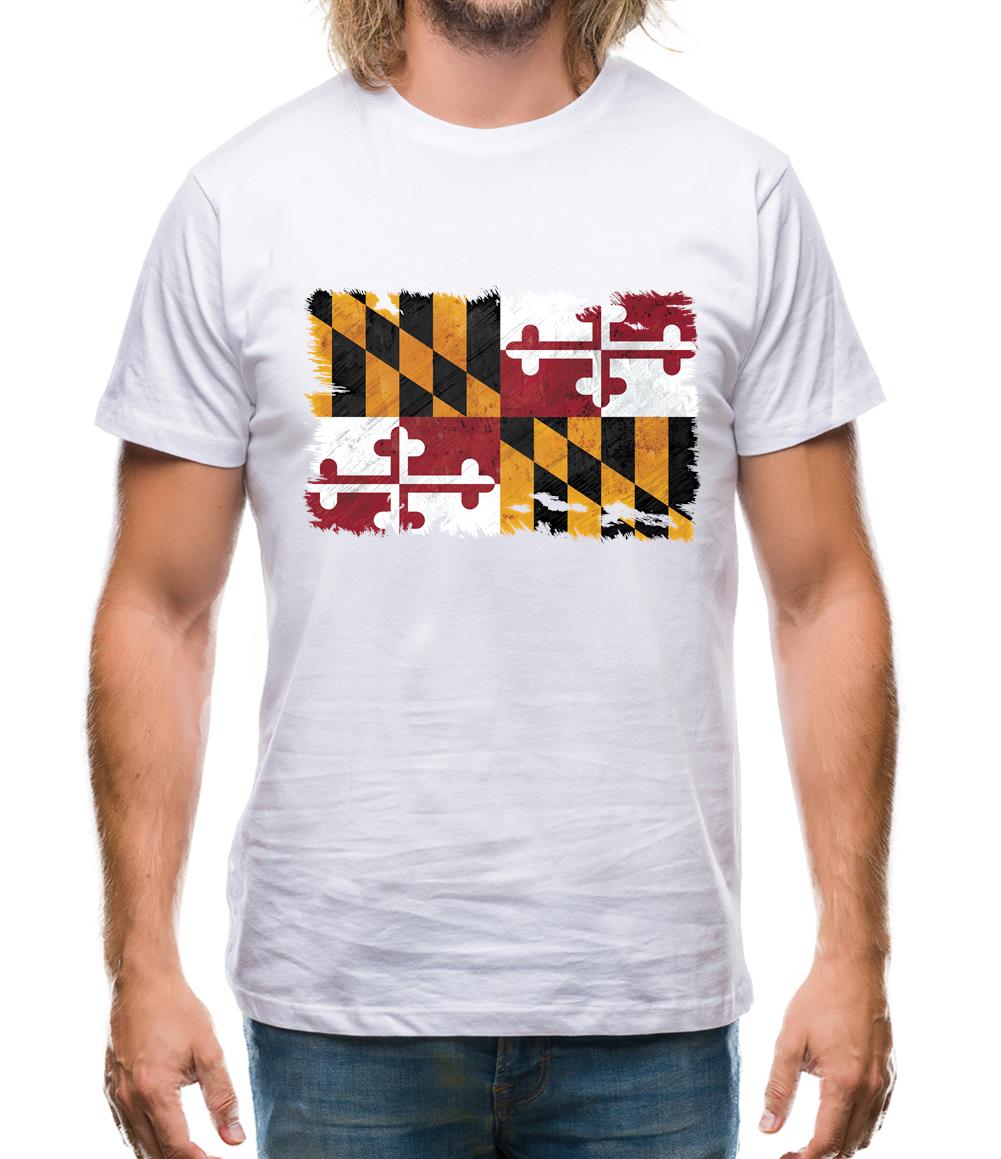Maryland Grunge Style Flag Mens T-Shirt