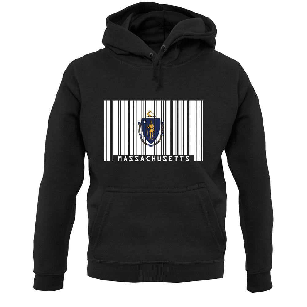 Massachusetts Barcode Style Flag Unisex Hoodie