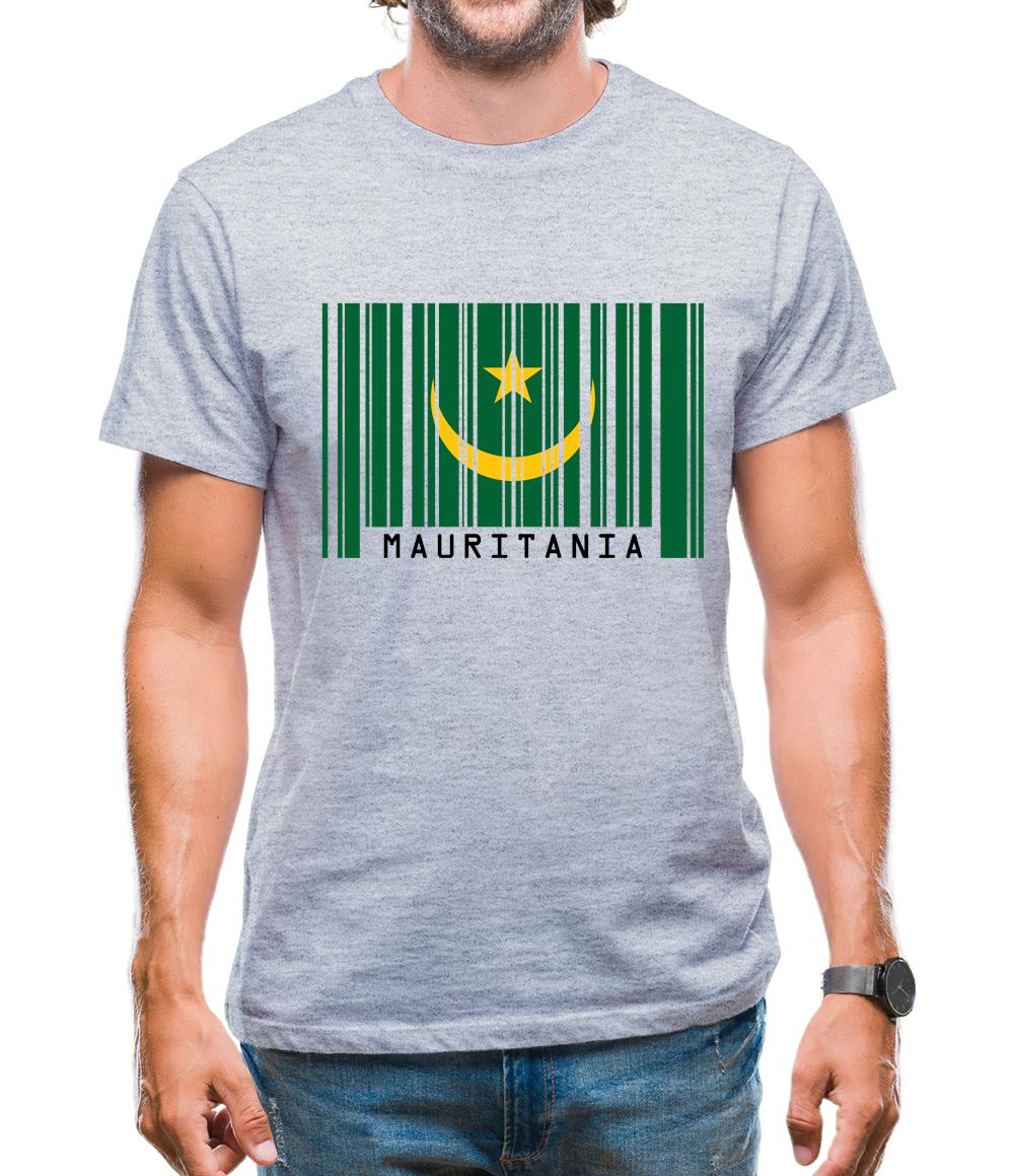 Mauritania Barcode Style Flag Mens T-Shirt