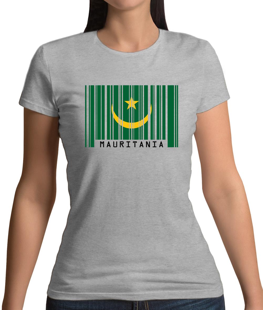 Mauritania Barcode Style Flag Womens T-Shirt