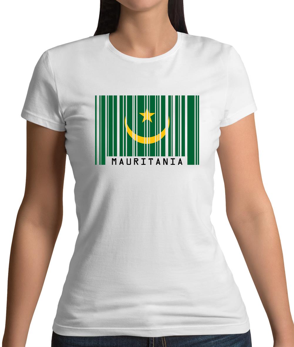 Mauritania Barcode Style Flag Womens T-Shirt