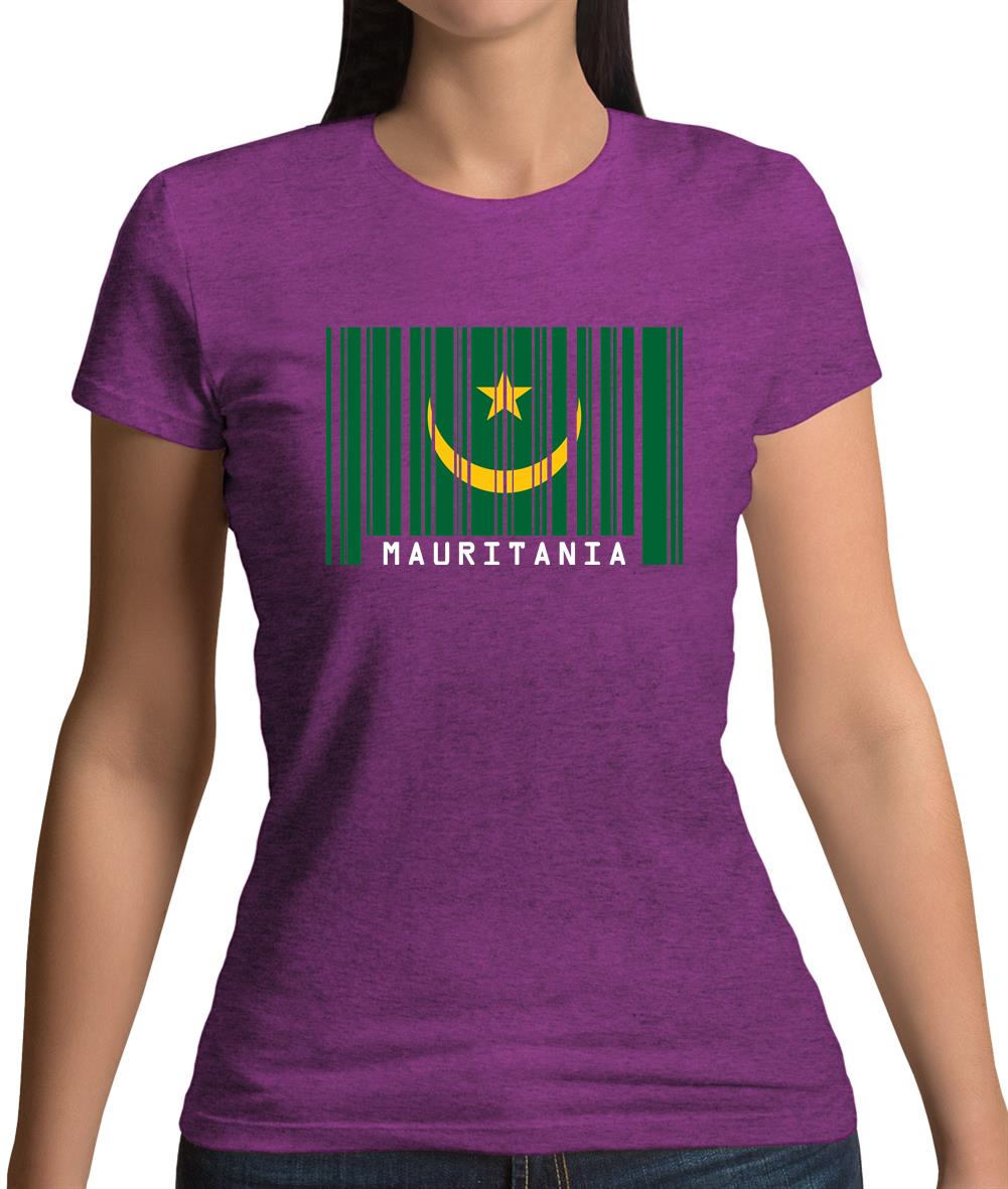 Mauritania Barcode Style Flag Womens T-Shirt