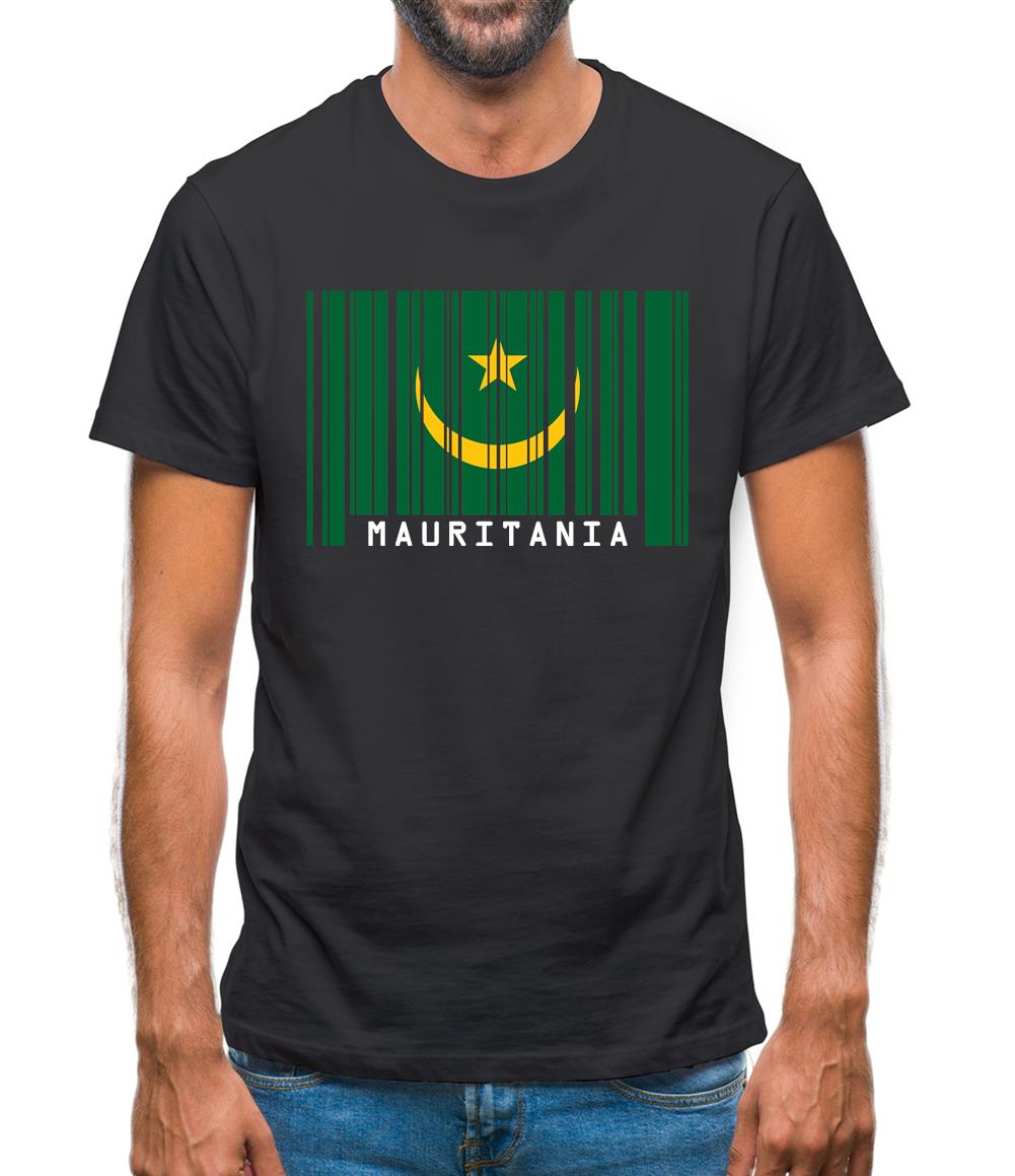 Mauritania Barcode Style Flag Mens T-Shirt