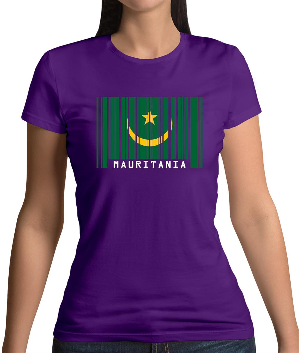 Mauritania Barcode Style Flag Womens T-Shirt