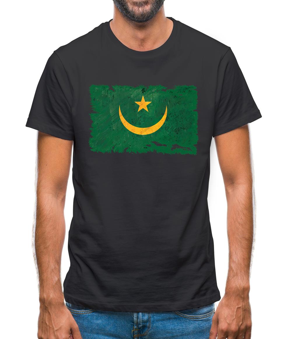 Mauritania Grunge Style Flag Mens T-Shirt