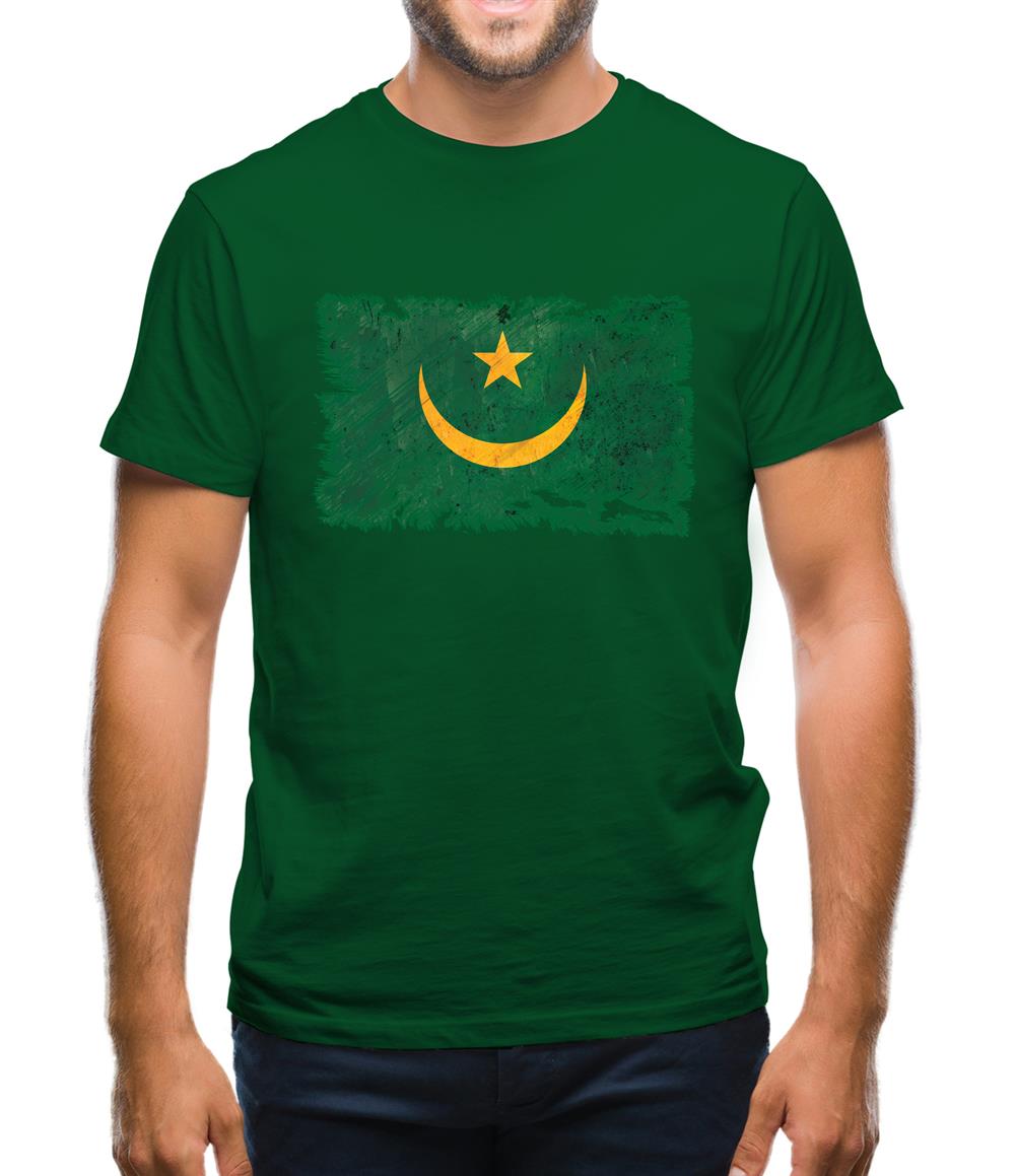 Mauritania Grunge Style Flag Mens T-Shirt