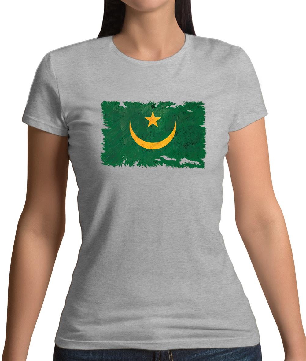 Mauritania Grunge Style Flag Womens T-Shirt