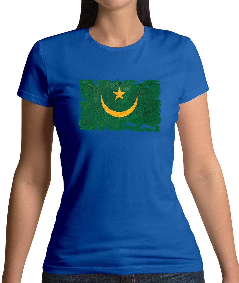 Mauritania Grunge Style Flag Womens T-Shirt