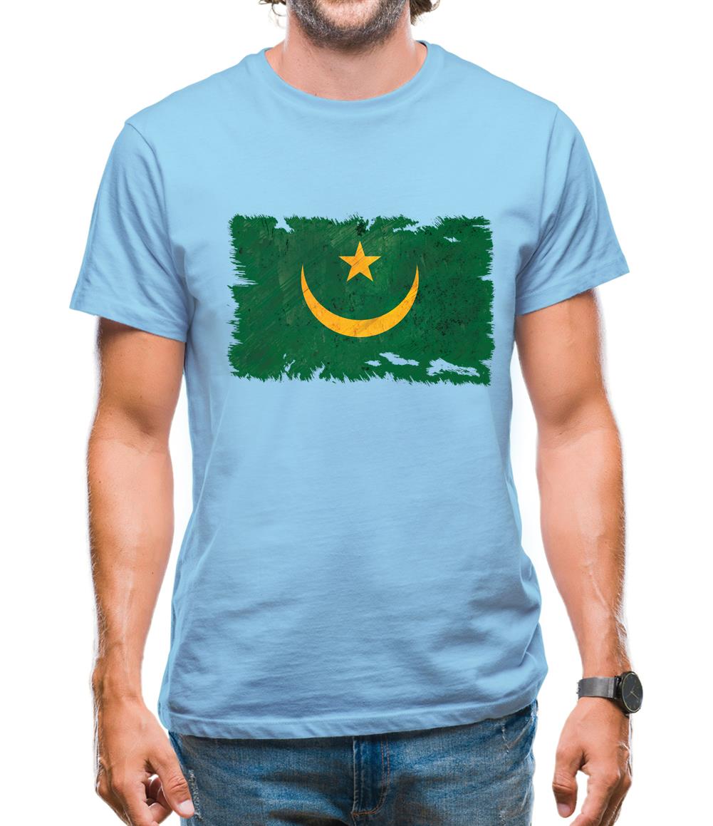 Mauritania Grunge Style Flag Mens T-Shirt