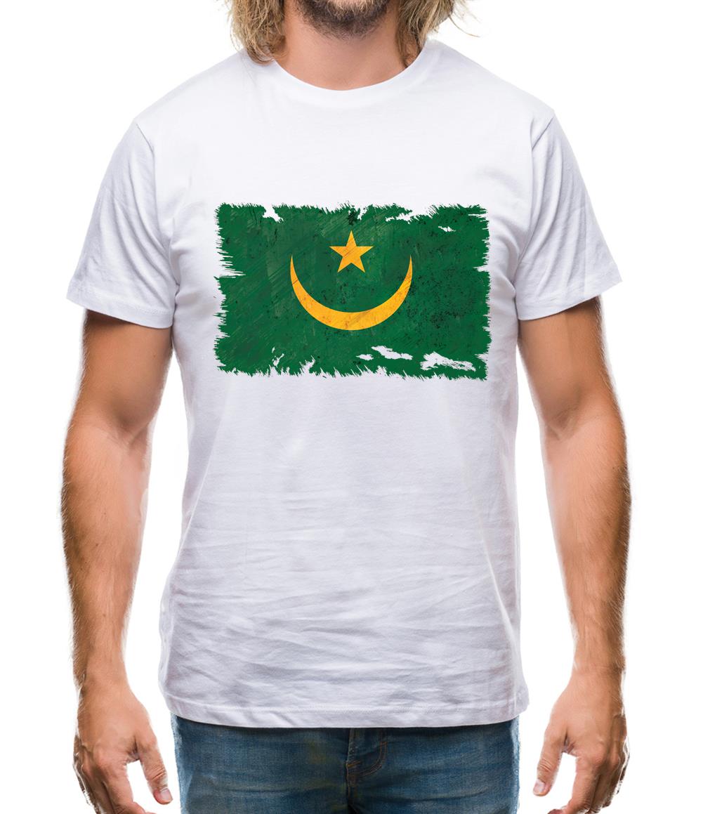 Mauritania Grunge Style Flag Mens T-Shirt