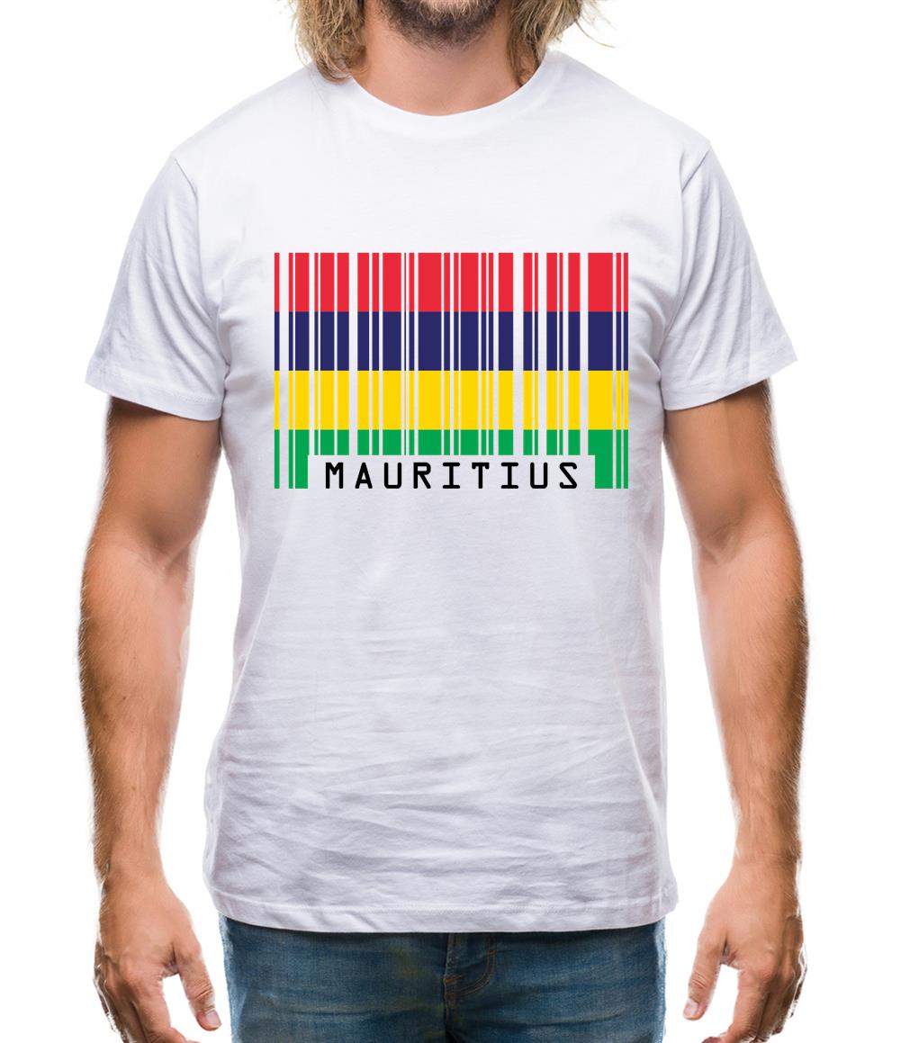 Mauritius Barcode Style Flag Mens T-Shirt