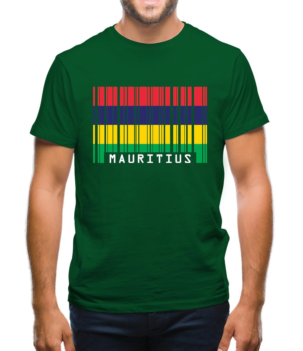 Mauritius Barcode Style Flag Mens T-Shirt