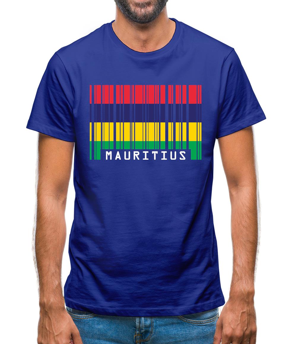 Mauritius Barcode Style Flag Mens T-Shirt