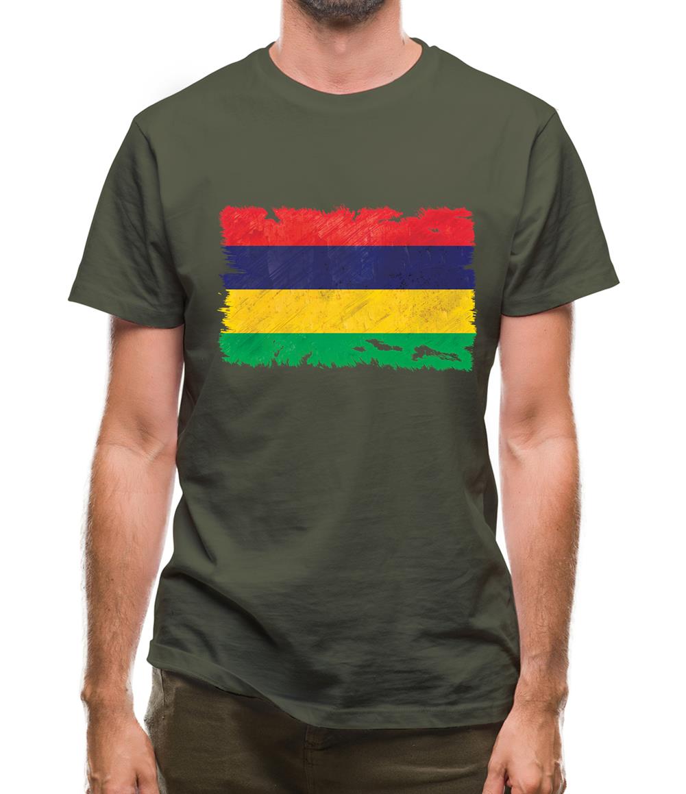 Mauritius Grunge Style Flag Mens T-Shirt