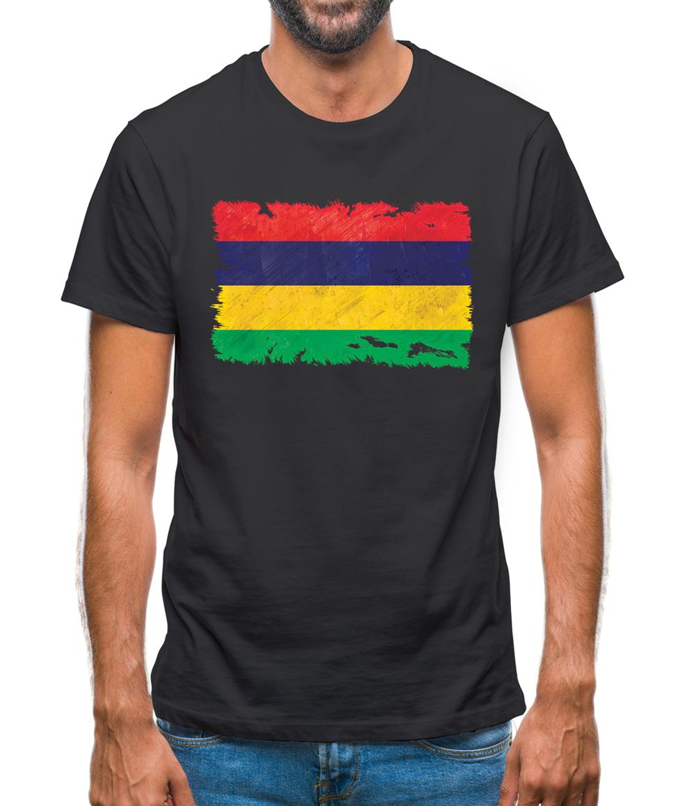 Mauritius Grunge Style Flag Mens T-Shirt