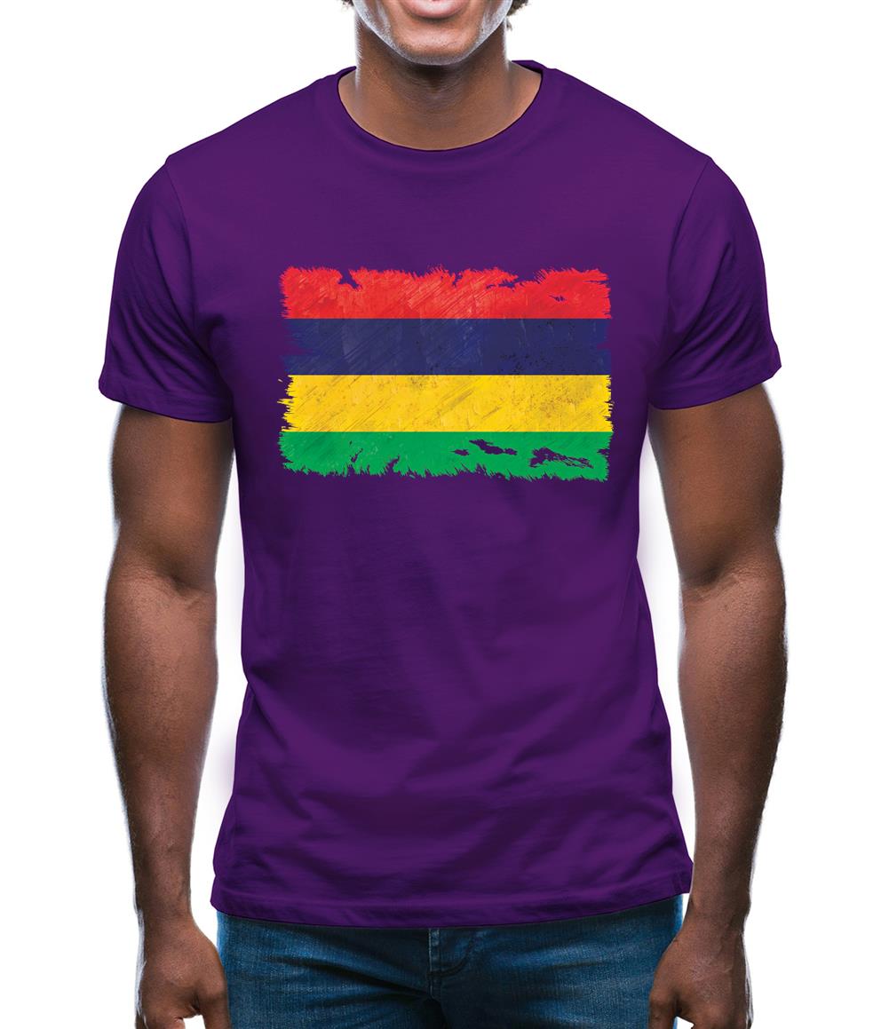 Mauritius Grunge Style Flag Mens T-Shirt